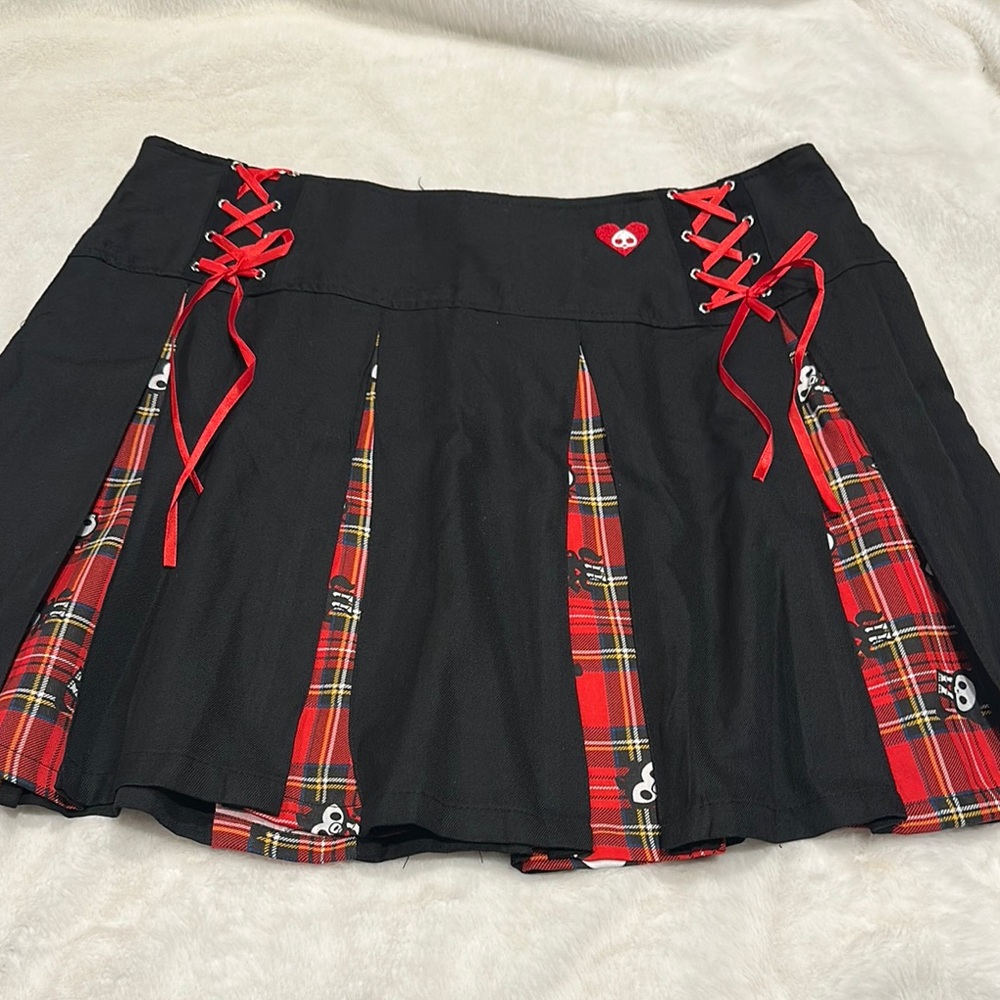 Skelanimals Black and Red Plaid Women's Skirt size 2X